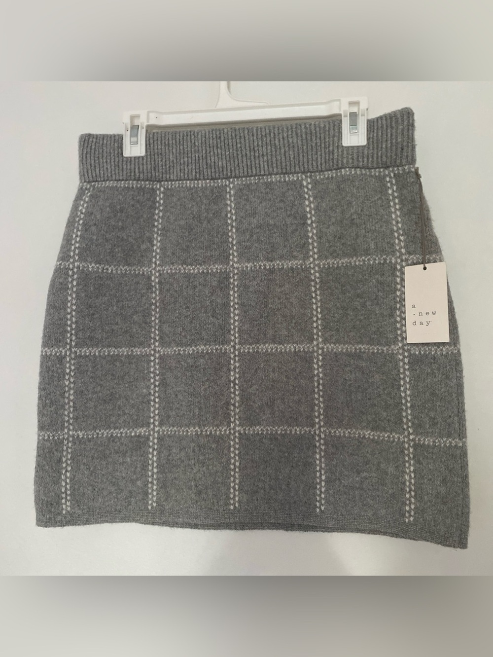 Target Gray Windowpane Knit Mini Skirt